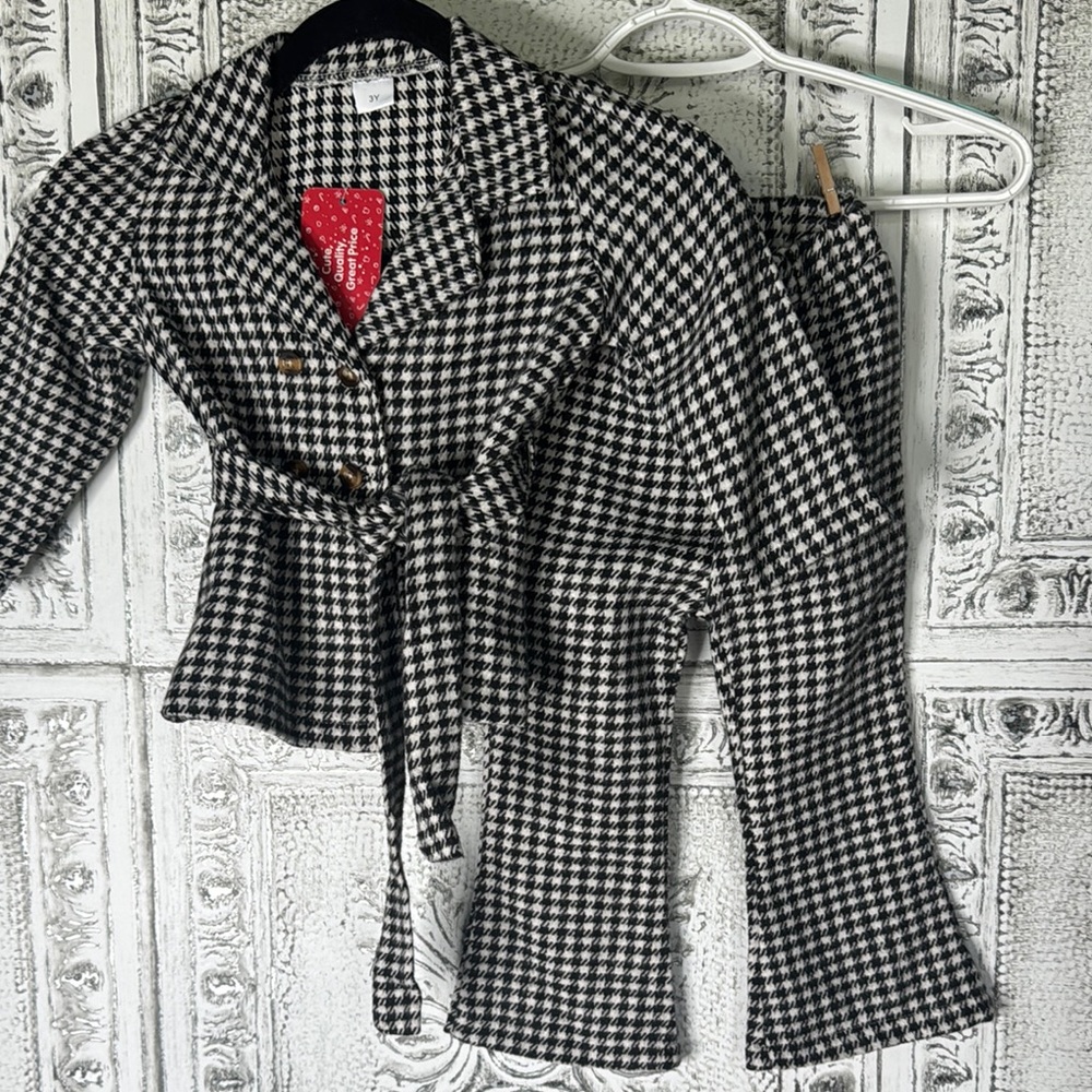 PatPat Black and White jacket and pants suit kids